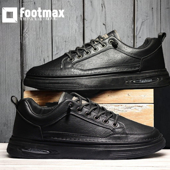 Best sneakers shoes black leather - footmax