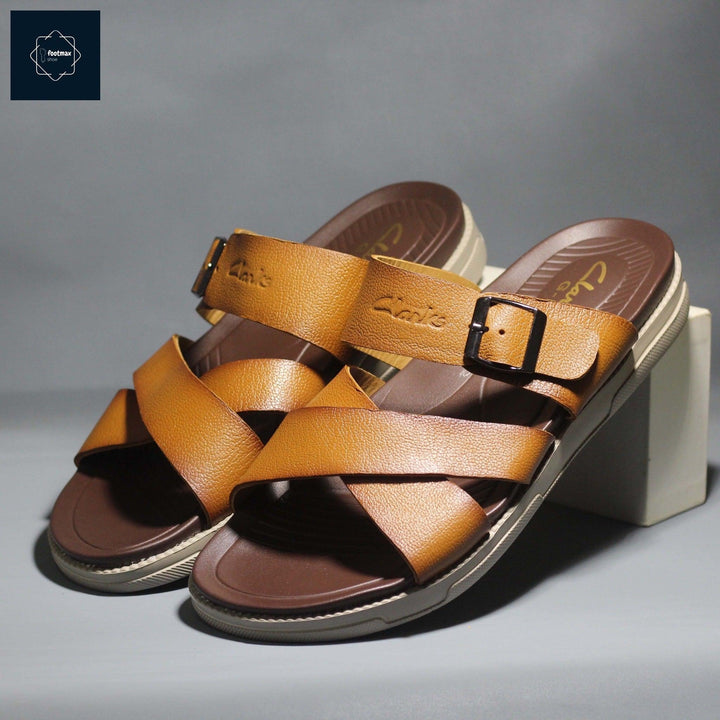 Brown leather comfort sandals for men - footmax (Store description)