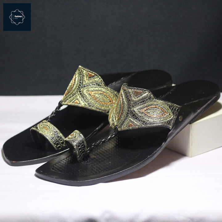 kolhapuri sandals total leather sandals embroidery upper - footmax (Store description)