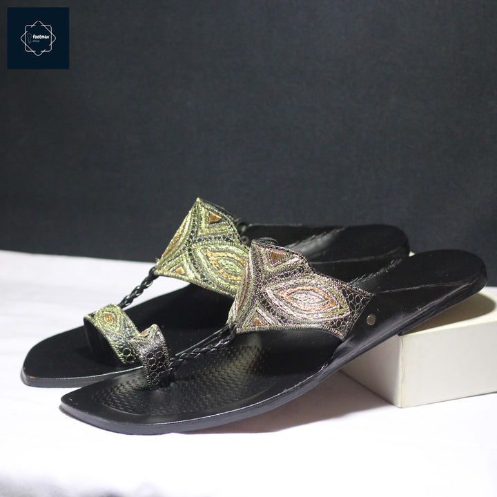 kolhapuri sandals total leather sandals embroidery upper - footmax (Store description)