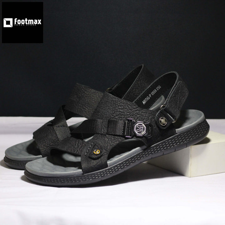 Black Pure leather belt sandals casual leather - footmax (Store description)
