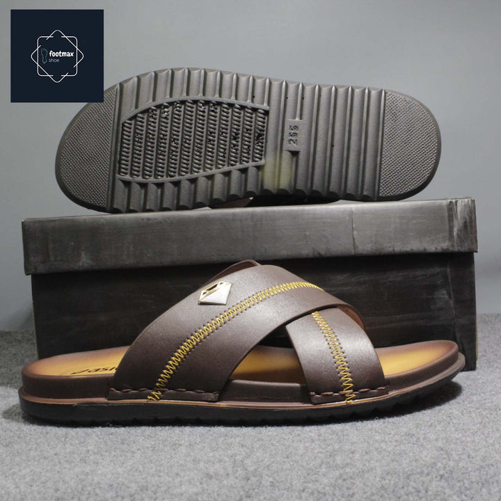 Leather flat sandals for men - footmax